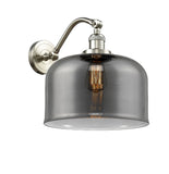 515-1W-SN-G73-L 1-Light 12" Brushed Satin Nickel Sconce - Plated Smoke X-Large Bell Glass - LED Bulb - Dimmensions: 12 x 12 x 13 - Glass Up or Down: Yes