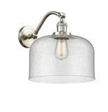 515-1W-SN-G74-L 1-Light 12" Brushed Satin Nickel Sconce - Seedy X-Large Bell Glass - LED Bulb - Dimmensions: 12 x 12 x 13 - Glass Up or Down: Yes