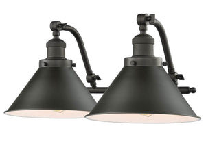 2-Light 18" Oil Rubbed Bronze Bath Vanity Light - Oil Rubbed Bronze Briarcliff Shade - Choice of Finish And Incandesent Or LED Bulbs