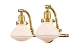 515-2W-SG-G321 2-Light 18.75" Satin Gold Bath Vanity Light - Matte White Olean Glass - LED Bulb - Dimmensions: 18.75 x 10.375 x 12.75 - Glass Up or Down: Yes