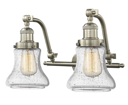 515-2W-SN-G194 2-Light 18" Brushed Satin Nickel Bath Vanity Light - Seedy Bellmont Glass - LED Bulb - Dimmensions: 18 x 10 x 12 - Glass Up or Down: Yes
