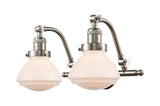 515-2W-SN-G321 2-Light 18.75" Brushed Satin Nickel Bath Vanity Light - Matte White Olean Glass - LED Bulb - Dimmensions: 18.75 x 10.375 x 12.75 - Glass Up or Down: Yes