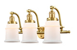 515-3W-SG-G181 3-Light 28" Satin Gold Bath Vanity Light - Matte White Canton Glass - LED Bulb - Dimmensions: 28 x 10 x 12 - Glass Up or Down: Yes