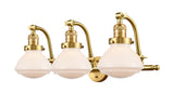 515-3W-SG-G321 3-Light 28.75" Satin Gold Bath Vanity Light - Matte White Olean Glass - LED Bulb - Dimmensions: 28.75 x 10.375 x 12.75 - Glass Up or Down: Yes