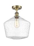 1-Light 12" Antique Brass Semi-Flush Mount - Seedy Cindyrella 12" Glass LED