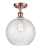 516-1C-AC-G125-10 1-Light 10" Antique Copper Semi-Flush Mount - Clear Crackle Large Athens Glass - LED Bulb - Dimmensions: 10 x 10 x 15 - Sloped Ceiling Compatible: No