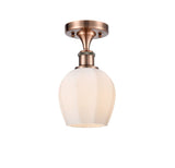 516-1C-AC-G461-6 1-Light 5.75" Antique Copper Semi-Flush Mount - Cased Matte White Norfolk Glass - LED Bulb - Dimmensions: 5.75 x 5.75 x 10.5 - Sloped Ceiling Compatible: No