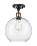 516-1C-BAB-G122-10 1-Light 10" Black Antique Brass Semi-Flush Mount - Clear Large Athens Glass - LED Bulb - Dimmensions: 10 x 10 x 15 - Sloped Ceiling Compatible: No