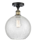 516-1C-BAB-G125-10 1-Light 10" Black Antique Brass Semi-Flush Mount - Clear Crackle Large Athens Glass - LED Bulb - Dimmensions: 10 x 10 x 15 - Sloped Ceiling Compatible: No