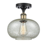 516-1C-BAB-G249 1-Light 9.5" Black Antique Brass Semi-Flush Mount - Mica Gorham Glass - LED Bulb - Dimmensions: 9.5 x 9.5 x 12 - Sloped Ceiling Compatible: No