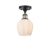 516-1C-BAB-G461-6 1-Light 5.75" Black Antique Brass Semi-Flush Mount - Cased Matte White Norfolk Glass - LED Bulb - Dimmensions: 5.75 x 5.75 x 10.5 - Sloped Ceiling Compatible: No