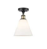 516-1C-BAB-GBC-81 1-Light 8" Black Antique Brass Semi-Flush Mount - Matte White Cased Ballston Cone Glass - LED Bulb - Dimmensions: 8 x 8 x 11.75 - Sloped Ceiling Compatible: No