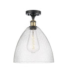 516-1C-BAB-GBD-124 1-Light 12" Black Antique Brass Semi-Flush Mount - Seedy Ballston Dome Glass - LED Bulb - Dimmensions: 12 x 12 x 14.75 - Sloped Ceiling Compatible: No