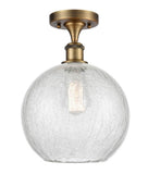 516-1C-BB-G125-10 1-Light 10" Brushed Brass Semi-Flush Mount - Clear Crackle Large Athens Glass - LED Bulb - Dimmensions: 10 x 10 x 15 - Sloped Ceiling Compatible: No