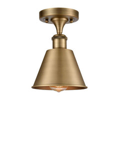 516-1C-BB-M8-LED 7" 1-Light Brushed Brass LED Semi-Flush Mount LED