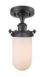 Innovations Lighting 516-1C-BK-232-W 1-Light 6" Matte Black Flush Mount - Matte White Cased Kingsbury Glass Shade - Dimmable Vintage Bulb Included - Width: 6" Depth (Front to Back): 6" Height: 10