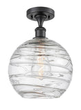 516-1C-BK-G1213-10 1-Light 10" Matte Black Semi-Flush Mount - Clear Athens Deco Swirl 8" Glass - LED Bulb - Dimmensions: 10 x 10 x 15 - Sloped Ceiling Compatible: No