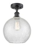 516-1C-BK-G125-10 1-Light 10" Matte Black Semi-Flush Mount - Clear Crackle Large Athens Glass - LED Bulb - Dimmensions: 10 x 10 x 15 - Sloped Ceiling Compatible: No