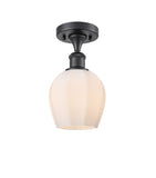 516-1C-BK-G461-6 1-Light 5.75" Matte Black Semi-Flush Mount - Cased Matte White Norfolk Glass - LED Bulb - Dimmensions: 5.75 x 5.75 x 10.5 - Sloped Ceiling Compatible: No