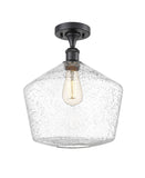 516-1C-BK-G654-12 1-Light 12" Matte Black Semi-Flush Mount - Seedy Cindyrella 12" Glass - LED Bulb - Dimmensions: 12 x 12 x 15 - Sloped Ceiling Compatible: No