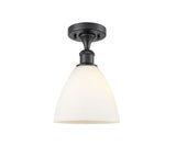 516-1C-BK-GBD-751 1-Light 7.5" Matte Black Semi-Flush Mount - Matte White Ballston Dome Glass - LED Bulb - Dimmensions: 7.5 x 7.5 x 11.25 - Sloped Ceiling Compatible: No