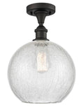 516-1C-OB-G125-10 1-Light 10" Oil Rubbed Bronze Semi-Flush Mount - Clear Crackle Large Athens Glass - LED Bulb - Dimmensions: 10 x 10 x 15 - Sloped Ceiling Compatible: No