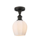 516-1C-OB-G461-6 1-Light 5.75" Oil Rubbed Bronze Semi-Flush Mount - Cased Matte White Norfolk Glass - LED Bulb - Dimmensions: 5.75 x 5.75 x 10.5 - Sloped Ceiling Compatible: No