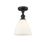 516-1C-OB-GBD-751 1-Light 7.5" Oil Rubbed Bronze Semi-Flush Mount - Matte White Ballston Dome Glass - LED Bulb - Dimmensions: 7.5 x 7.5 x 11.25 - Sloped Ceiling Compatible: No