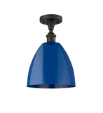 516-1C-OB-MBD-9-BL 1-Light 9" Oil Rubbed Bronze Semi-Flush Mount - Blue Plymouth Dome Shade - LED Bulb - Dimmensions: 9 x 9 x 12.875 - Sloped Ceiling Compatible: No