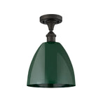 516-1C-OB-MBD-9-GR 1-Light 9" Oil Rubbed Bronze Semi-Flush Mount - Green Plymouth Dome Shade - LED Bulb - Dimmensions: 9 x 9 x 12.875 - Sloped Ceiling Compatible: No