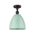 516-1C-OB-MBD-9-SF 1-Light 9" Oil Rubbed Bronze Semi-Flush Mount - Seafoam Plymouth Dome Shade - LED Bulb - Dimmensions: 9 x 9 x 12.875 - Sloped Ceiling Compatible: No