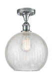 516-1C-PC-G125-10 1-Light 10" Polished Chrome Semi-Flush Mount - Clear Crackle Large Athens Glass - LED Bulb - Dimmensions: 10 x 10 x 15 - Sloped Ceiling Compatible: No