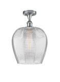 516-1C-PC-G462-12 1-Light 11.75" Polished Chrome Semi-Flush Mount - Clear Norfolk Glass - LED Bulb - Dimmensions: 11.75 x 11.75 x 16.125 - Sloped Ceiling Compatible: No