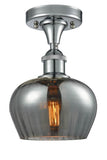 516-1C-PC-G93 1-Light 6.5" Polished Chrome Semi-Flush Mount - Plated Smoke Fenton Glass - LED Bulb - Dimmensions: 6.5 x 6.5 x 10 - Sloped Ceiling Compatible: No