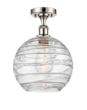 516-1C-PN-G1213-10 1-Light 10" Polished Nickel Semi-Flush Mount - Clear Athens Deco Swirl 8" Glass - LED Bulb - Dimmensions: 10 x 10 x 15 - Sloped Ceiling Compatible: No
