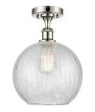 516-1C-PN-G125-10 1-Light 10" Polished Nickel Semi-Flush Mount - Clear Crackle Large Athens Glass - LED Bulb - Dimmensions: 10 x 10 x 15 - Sloped Ceiling Compatible: No