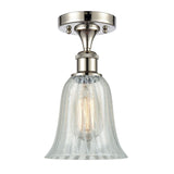 516-1C-PN-G2811 1-Light 6.25" Polished Nickel Semi-Flush Mount - Mouchette Hanover Glass - LED Bulb - Dimmensions: 6.25 x 6.25 x 13 - Sloped Ceiling Compatible: No