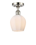 516-1C-PN-G461-6 1-Light 5.75" Polished Nickel Semi-Flush Mount - Cased Matte White Norfolk Glass - LED Bulb - Dimmensions: 5.75 x 5.75 x 10.5 - Sloped Ceiling Compatible: No