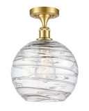 516-1C-SG-G1213-10 1-Light 10" Satin Gold Semi-Flush Mount - Clear Athens Deco Swirl 8" Glass - LED Bulb - Dimmensions: 10 x 10 x 15 - Sloped Ceiling Compatible: No