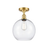 516-1C-SG-G122-10 1-Light 10" Satin Gold Semi-Flush Mount - Clear Large Athens Glass - LED Bulb - Dimmensions: 10 x 10 x 15 - Sloped Ceiling Compatible: No