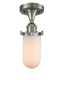 1-Light 6" Brushed Satin Nickel Flush Mount - Matte White Cased Kingsbury Glass Shade - Incandesent Or LED Bulbs
