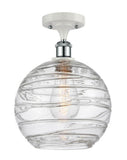 516-1C-WPC-G1213-10 1-Light 10" White and Polished Chrome Semi-Flush Mount - Clear Athens Deco Swirl 8" Glass - LED Bulb - Dimmensions: 10 x 10 x 15 - Sloped Ceiling Compatible: No