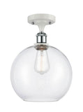 516-1C-WPC-G122-10 1-Light 10" White and Polished Chrome Semi-Flush Mount - Clear Large Athens Glass - LED Bulb - Dimmensions: 10 x 10 x 15 - Sloped Ceiling Compatible: No