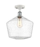 516-1C-WPC-G654-12 1-Light 12" White and Polished Chrome Semi-Flush Mount - Seedy Cindyrella 12" Glass - LED Bulb - Dimmensions: 12 x 12 x 15 - Sloped Ceiling Compatible: No