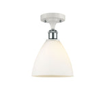 516-1C-WPC-GBD-751 1-Light 7.5" White and Polished Chrome Semi-Flush Mount - Matte White Ballston Dome Glass - LED Bulb - Dimmensions: 7.5 x 7.5 x 11.25 - Sloped Ceiling Compatible: No