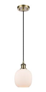 Cord Hung 6" Belfast Mini Pendant - Globe-Orb Matte White Glass - Choice of Finish And Incandesent Or LED Bulbs