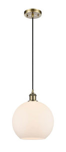 Cord Hung 10" Athens Mini Pendant - Globe-Orb Matte White Glass - Choice of Finish And Incandesent Or LED Bulbs
