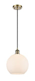 Cord Hung 10" Athens Mini Pendant - Globe-Orb Matte White Glass - Choice of Finish And Incandesent Or LED Bulbs