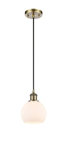 Cord Hung 6" Athens Mini Pendant - Globe-Orb Matte White Glass - Choice of Finish And Incandesent Or LED Bulbs