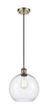 Cord Hung 10" Athens Mini Pendant - Globe-Orb Clear Glass - Choice of Finish And Incandesent Or LED Bulbs